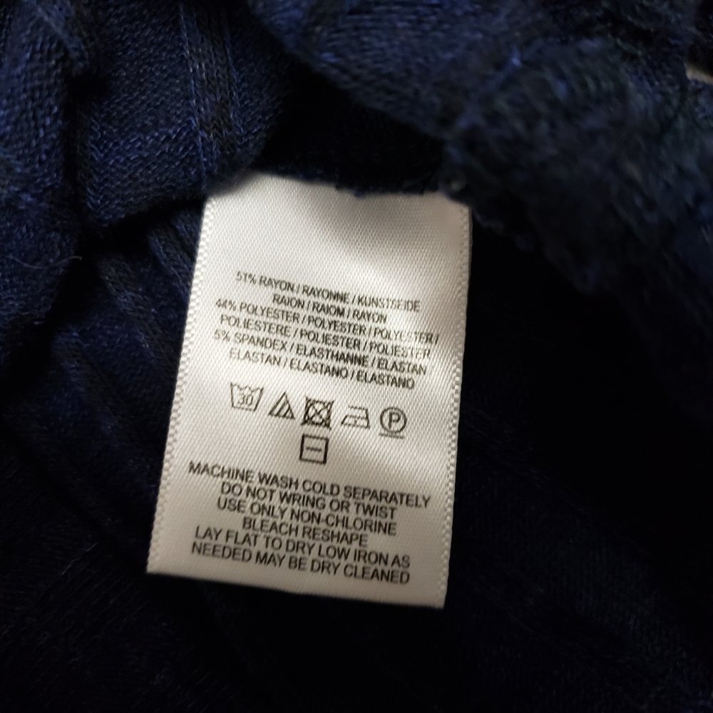 Anthropologie Deletta Small Navy Blue Ribbed V Neck Tunic Top - Picture 9 of 10